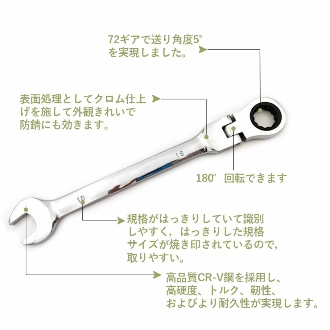 DFsucces フレックスラチェットレンチ 10MM 片口スパナ 72 DFsucces フレックスラチェットレンチ 10MM 片口スパナ 72