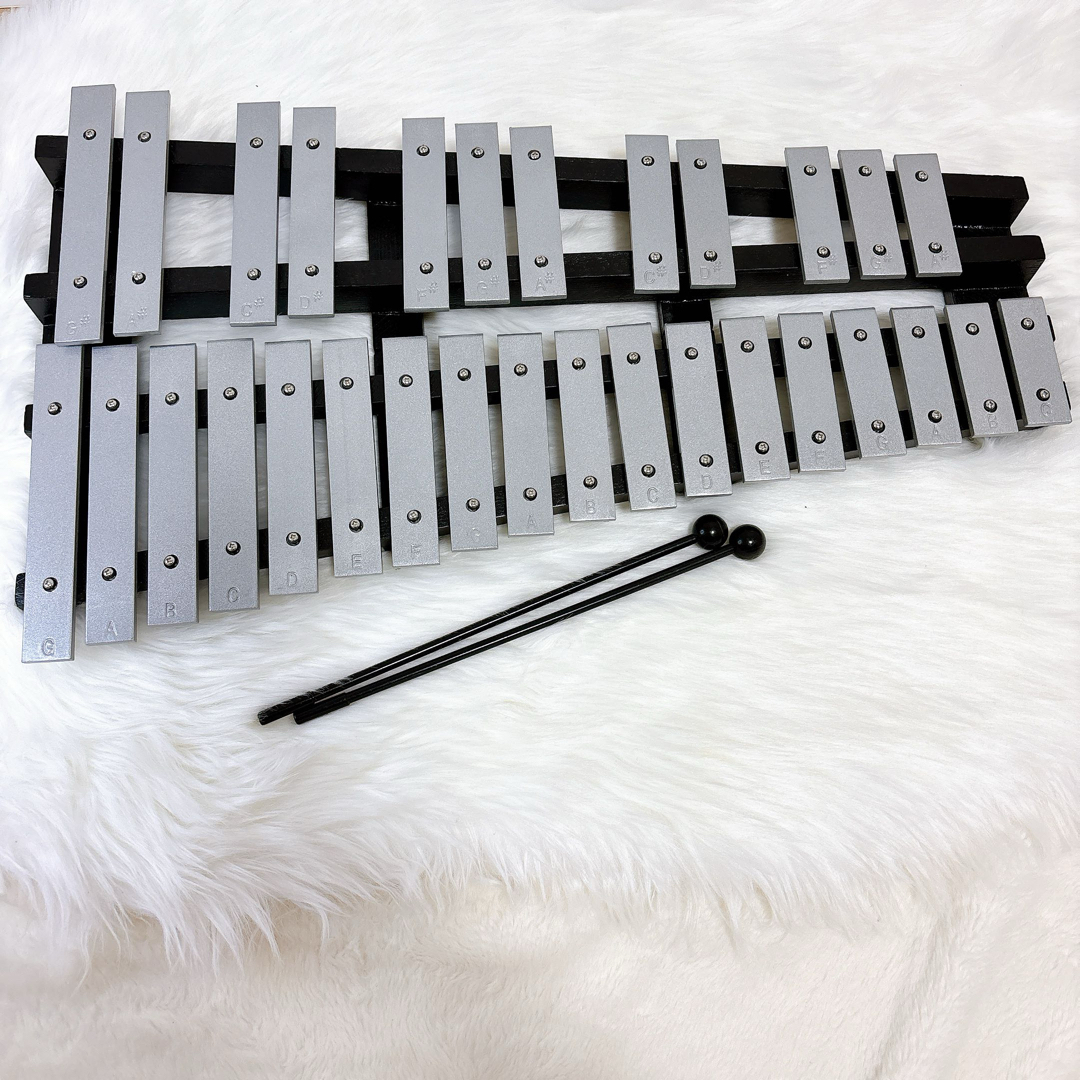 美品✨鉄琴 グロッケン 30鍵盤 折りたたみ 卓上 マレット2本 美品✨鉄琴 グロッケン 30鍵盤 折りたたみ 卓上 マレット2本