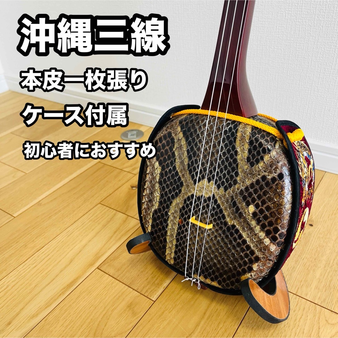 三線 本皮 蛇皮 沖縄 一枚張り 初心者 ケース付の通販 by ナガ's 三線 本皮 蛇皮 沖縄 一枚張り 初心者 ケース付の通販 by ナガ's