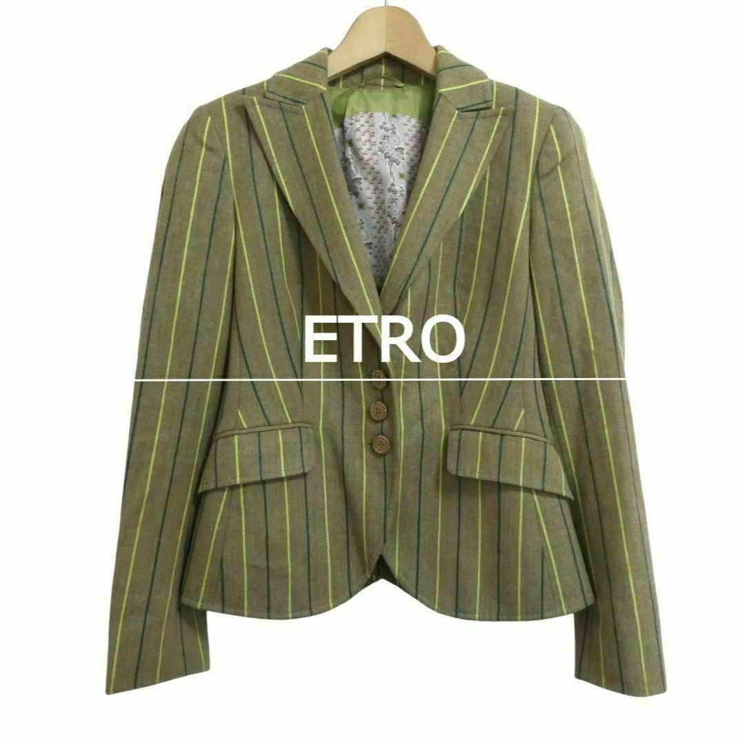 ETRO - ETRO カシミヤミックス ストライプ柄 3B テーラード ETRO - ETRO カシミヤミックス ストライプ柄 3B テーラード