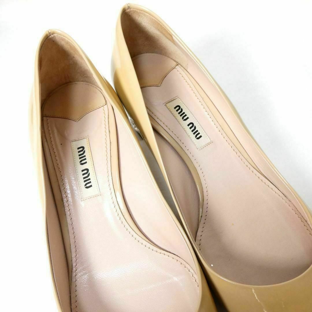 MIU MIU - 良品 綺麗 MIU MIU ビジュー エナメル スクエアトゥ MIU MIU - 良品 綺麗 MIU MIU ビジュー エナメル スクエアトゥ