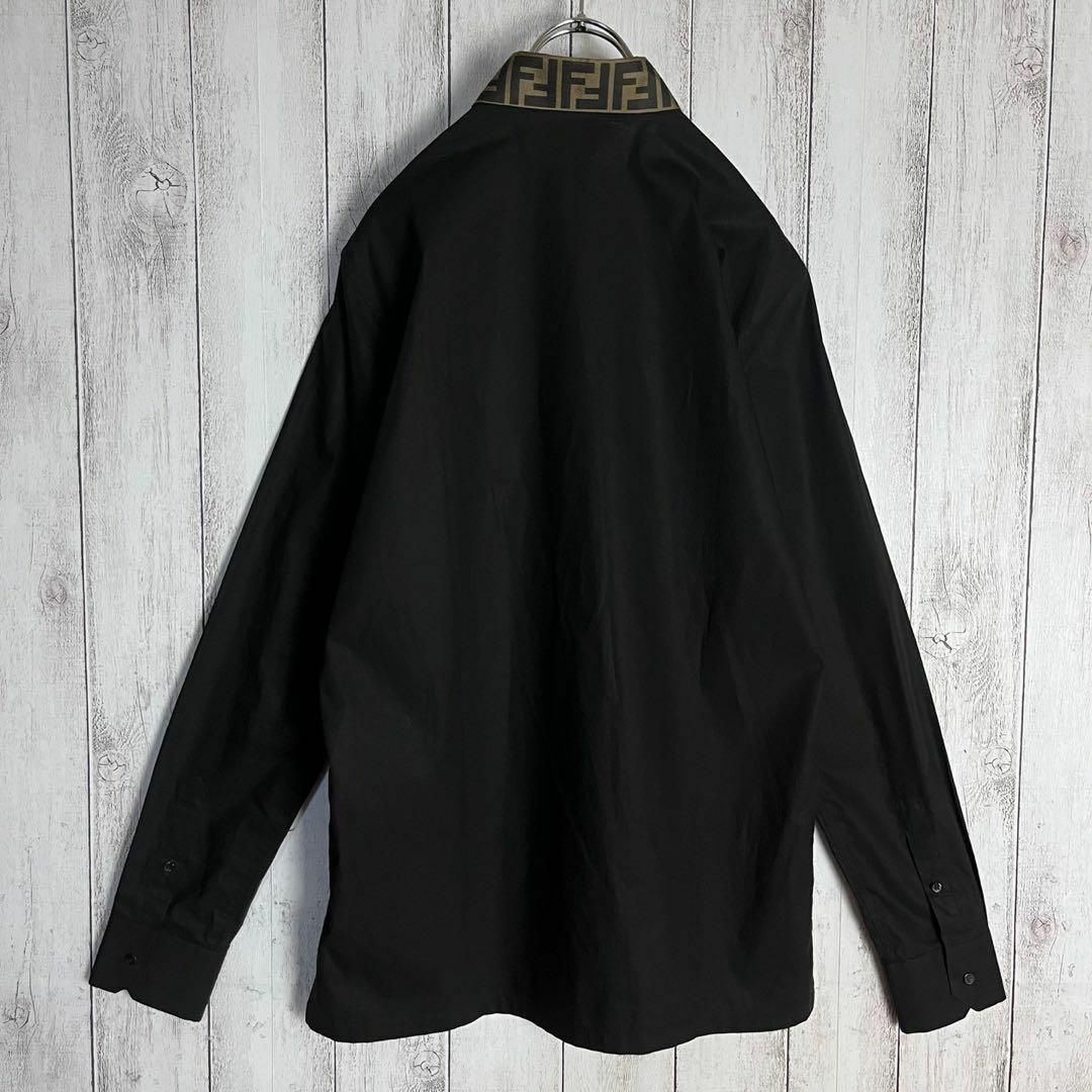 FENDI - フェンディ FENDI☆襟ズッカ柄 長袖シャツ ブラック FENDI - フェンディ FENDI☆襟ズッカ柄 長袖シャツ ブラック