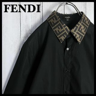 FENDI - フェンディ FENDI☆襟ズッカ柄 長袖シャツ ブラック FENDI - フェンディ FENDI☆襟ズッカ柄 長袖シャツ ブラック