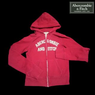 アバクロンビーアンドフィッチ(Abercrombie&Fitch)のアバクロ♥ヴィンテージ ナンバーロゴ フード スウェットパーカー 赤 /M～L(パーカー)