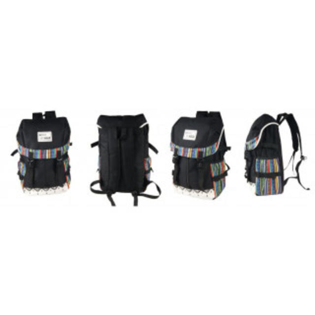 オシャレ エスニック 大容量 リュック アジアン リュックサック 帆布 ネイビー レディースのバッグ(リュック/バックパック)の商品写真