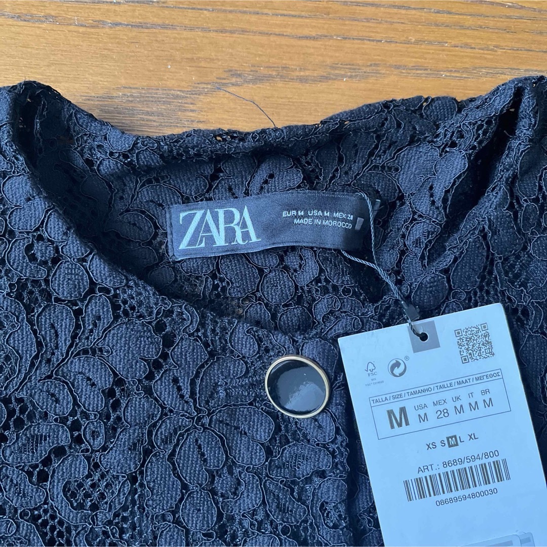 ZARA - 新品タグ付き ZARA ザラ レースジャケット ブラック Mの ZARA - 新品タグ付き ZARA ザラ レースジャケット ブラック Mの