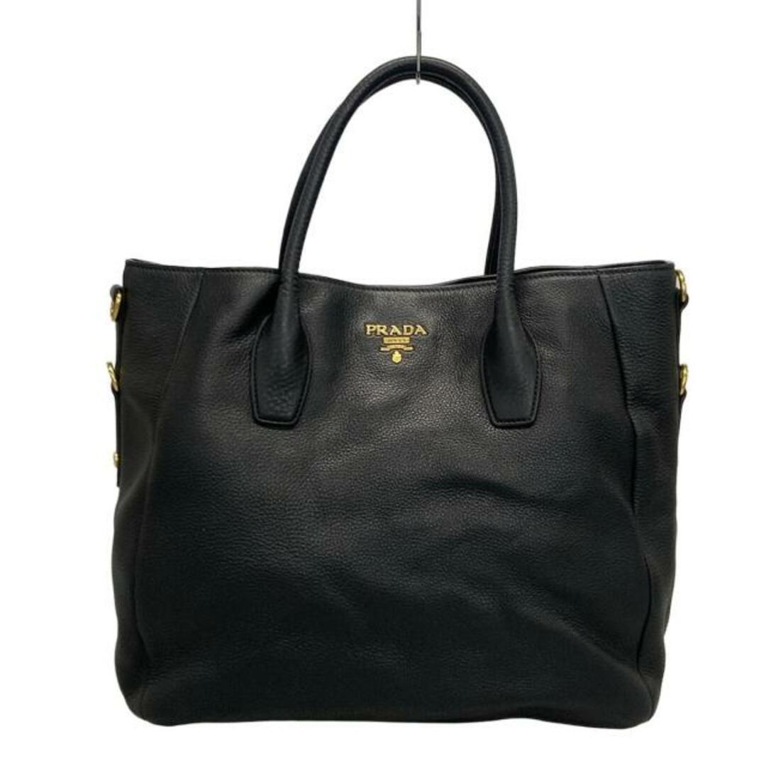 PRADA - PRADA(プラダ) トートバッグ ロゴ 黒 革タグ レザーの PRADA - PRADA(プラダ) トートバッグ ロゴ 黒 革タグ レザーの
