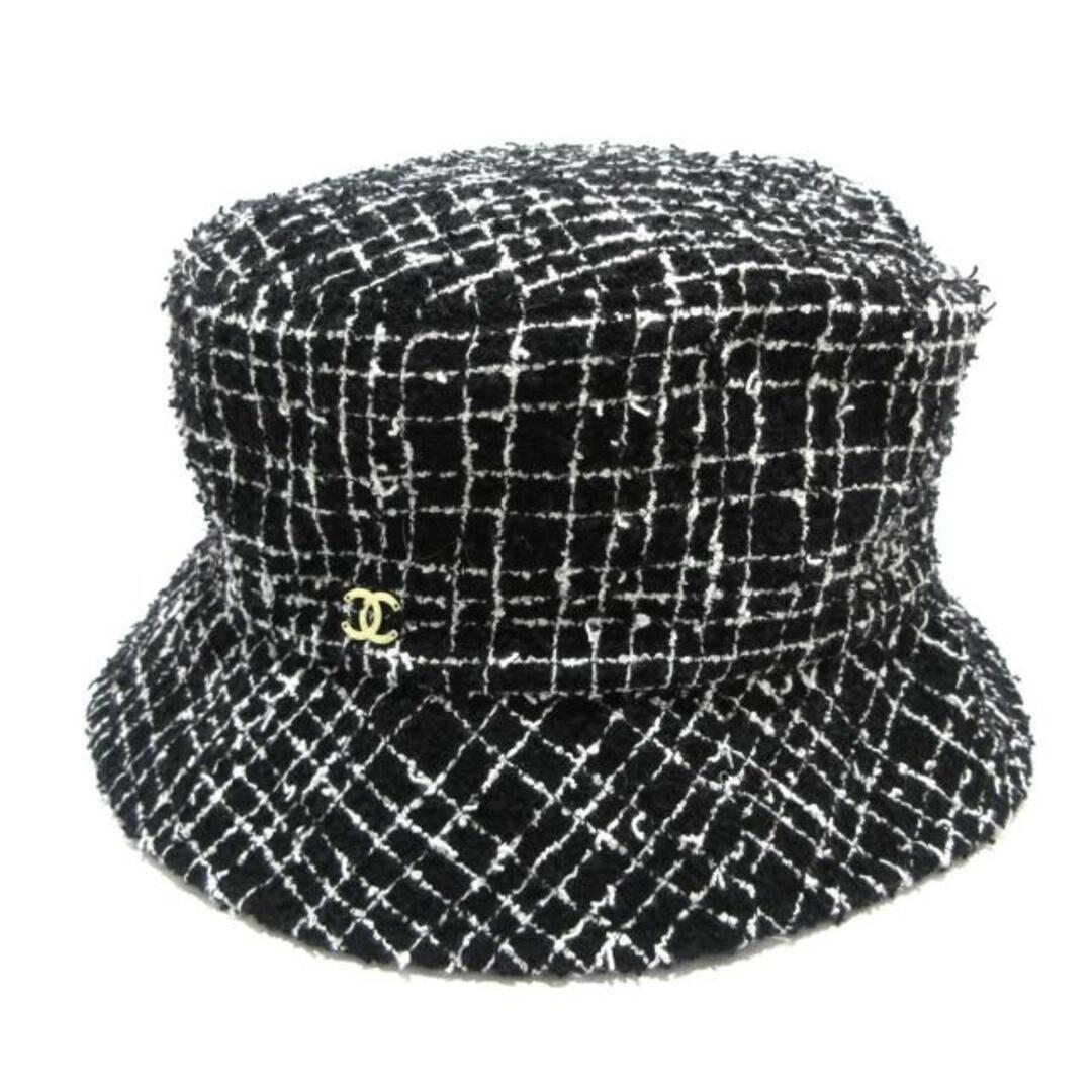 CHANEL - CHANEL(シャネル) ハット M美品 - 黒×白 ツイード/ココ CHANEL - CHANEL(シャネル) ハット M美品 - 黒×白 ツイード/ココ