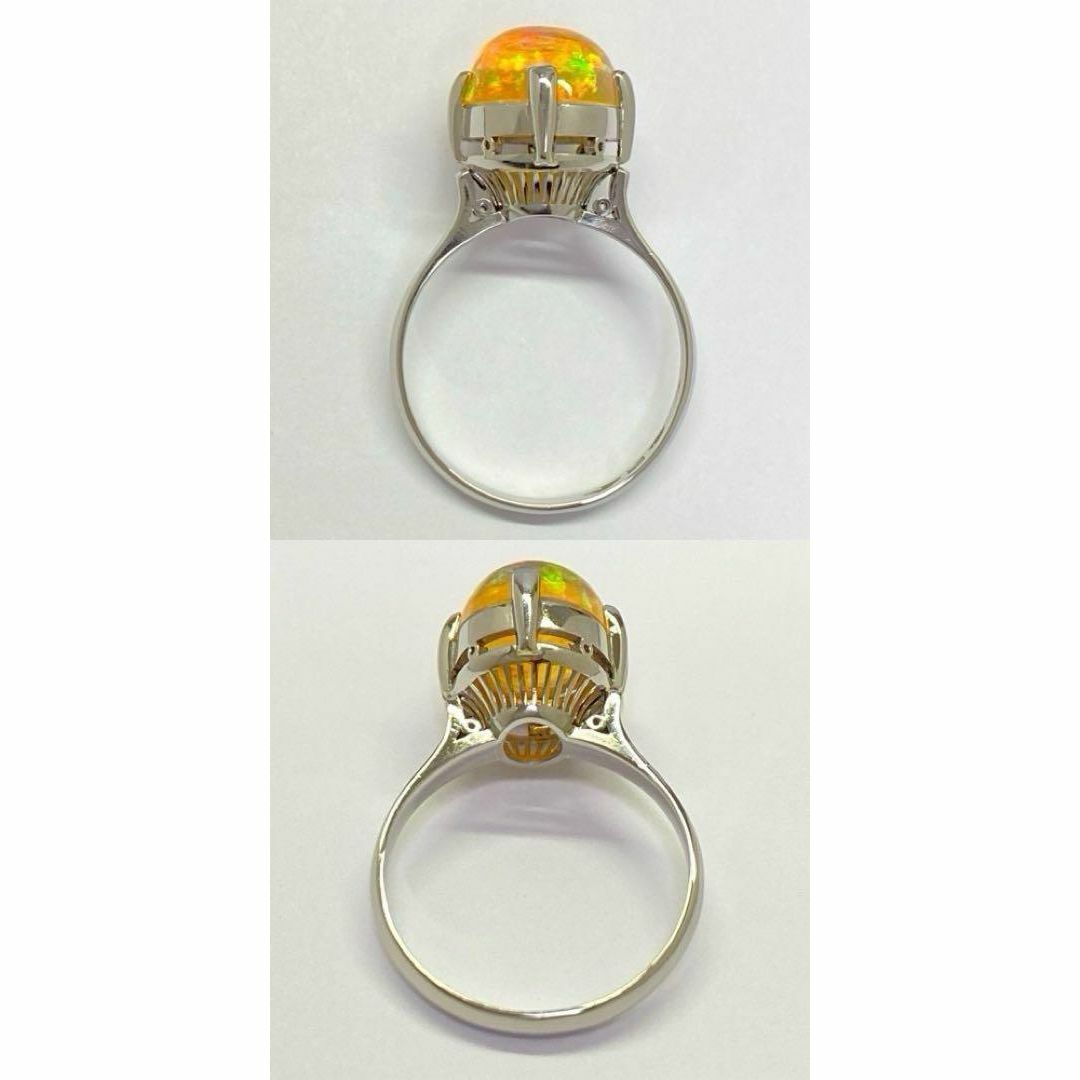 Pt900 高品質 メキシコオパール サイズ11.3号 鑑別書付き Pt900 高品質 メキシコオパール サイズ11.3号 鑑別書付き