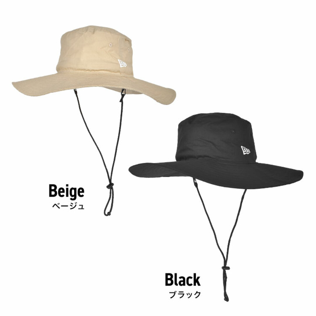 NEW ERA(ニューエラ)のサファリハット ニューエラ NEWERA メンズ レディース 春 夏 つば広 紫外線対策 日よけ アドベンチャーハット 帽子 ブランド あご紐付き ブラック ベージュ アウトドア カジュアル 大きいサイズ 小顔効果 コッ (S/M)57cm メンズの帽子(ハット)の商品写真