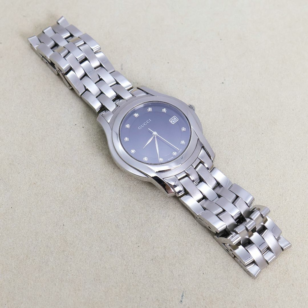 GUCCI - 稼働 GUCCI 腕時計 5500M 12Pダイヤモンド 黒色文字盤 GUCCI - 稼働 GUCCI 腕時計 5500M 12Pダイヤモンド 黒色文字盤