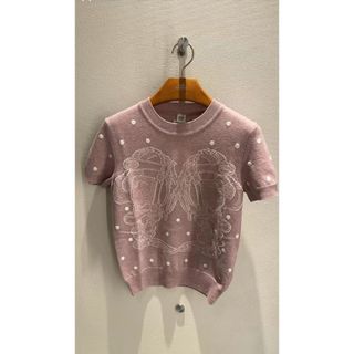 HERMES - HERMES エルメス コットン ニット 34 ネイビー ミドル HERMES - HERMES エルメス コットン ニット 34 ネイビー ミドル