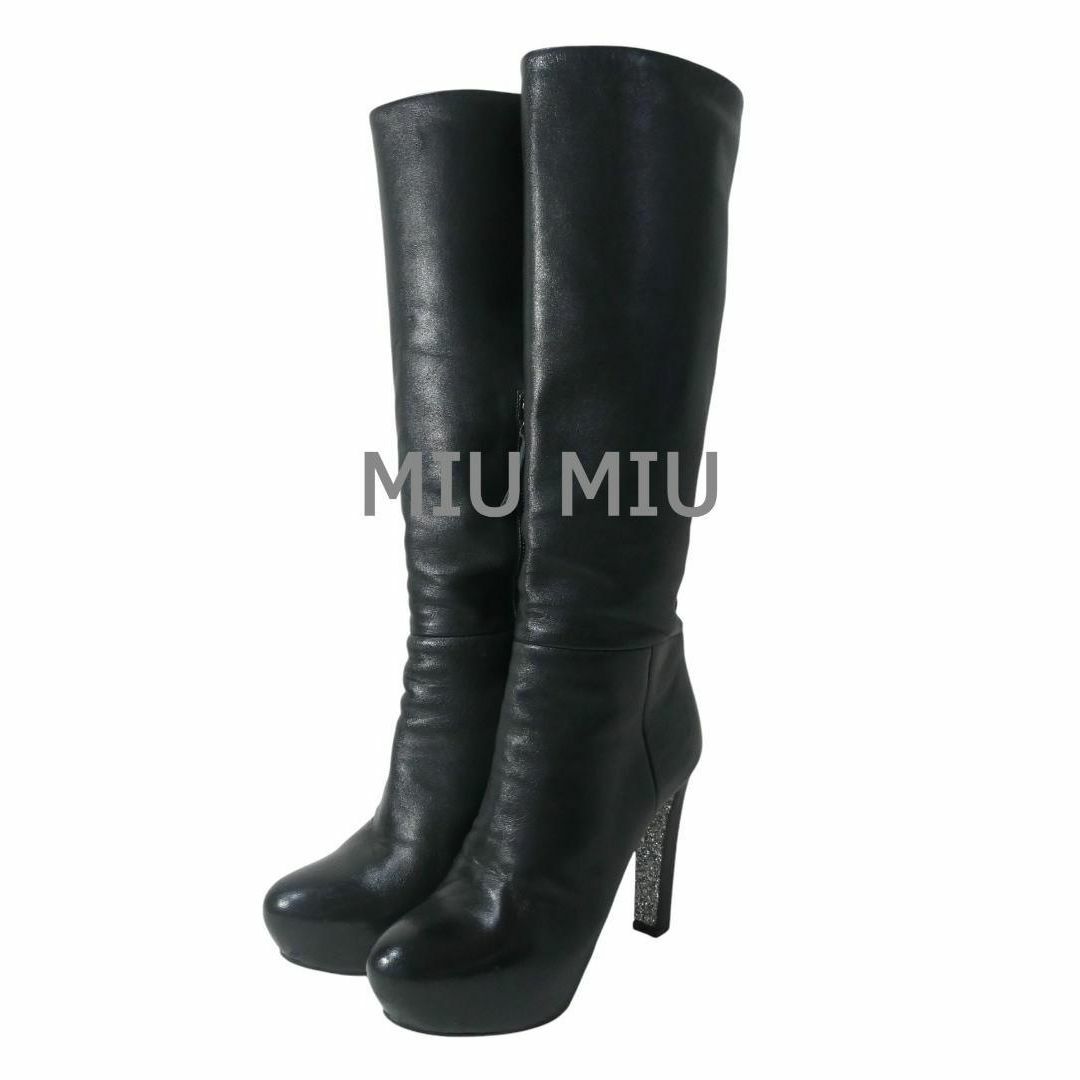 MIU MIU - ミュウミュウ レザー グリッター アーモンドトゥ MIU MIU - ミュウミュウ レザー グリッター アーモンドトゥ
