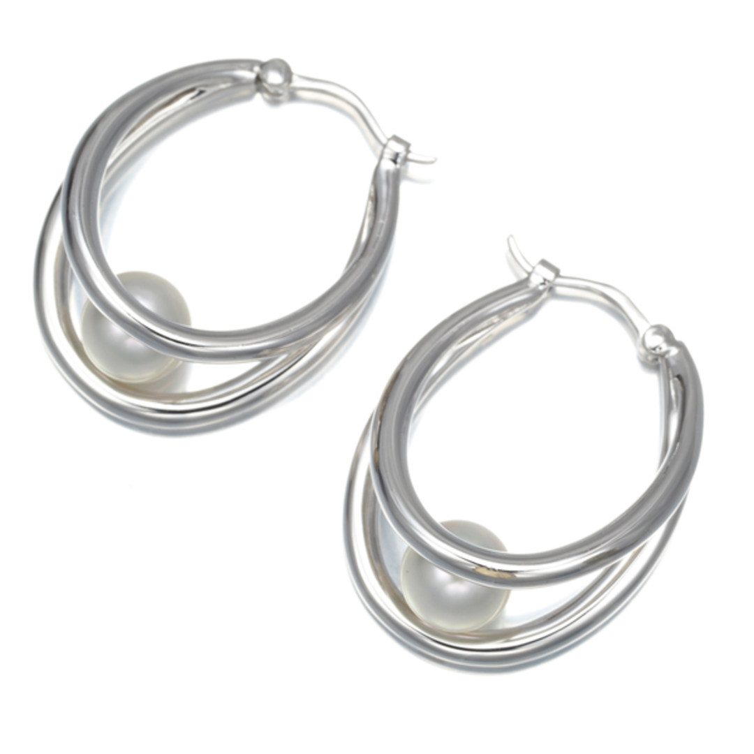 MIKIMOTO - ミキモト ピアス パール 真珠 6.0mm ダブル フープ MIKIMOTO - ミキモト ピアス パール 真珠 6.0mm ダブル フープ