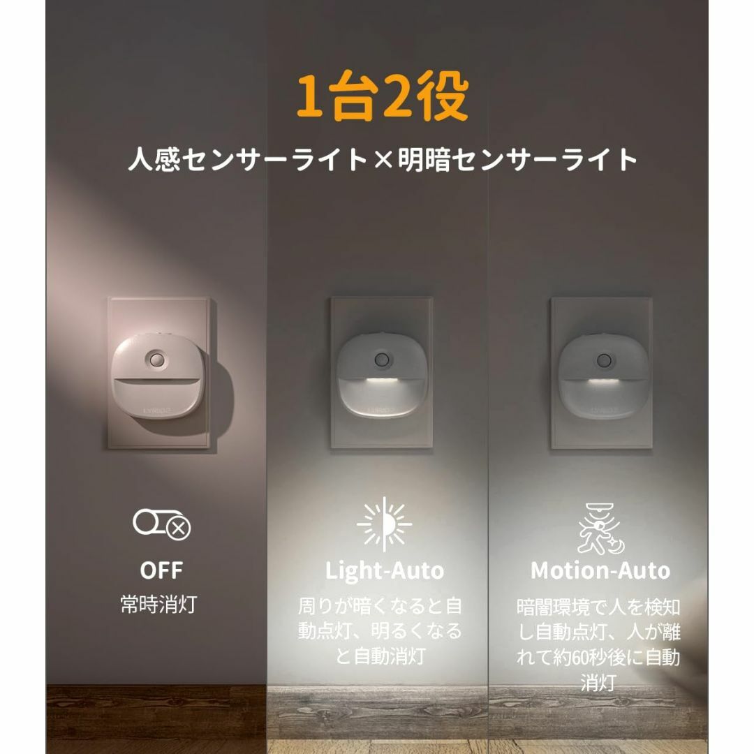 人気商品】Lyridz センサーライト 室内 足元灯 コンセント 人気商品】Lyridz センサーライト 室内 足元灯 コンセント