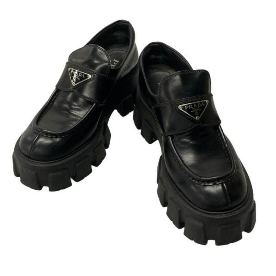 PRADA - PRADA(プラダ) ローファー 38 レディース - 黒 厚底 PRADA - PRADA(プラダ) ローファー 38 レディース - 黒 厚底