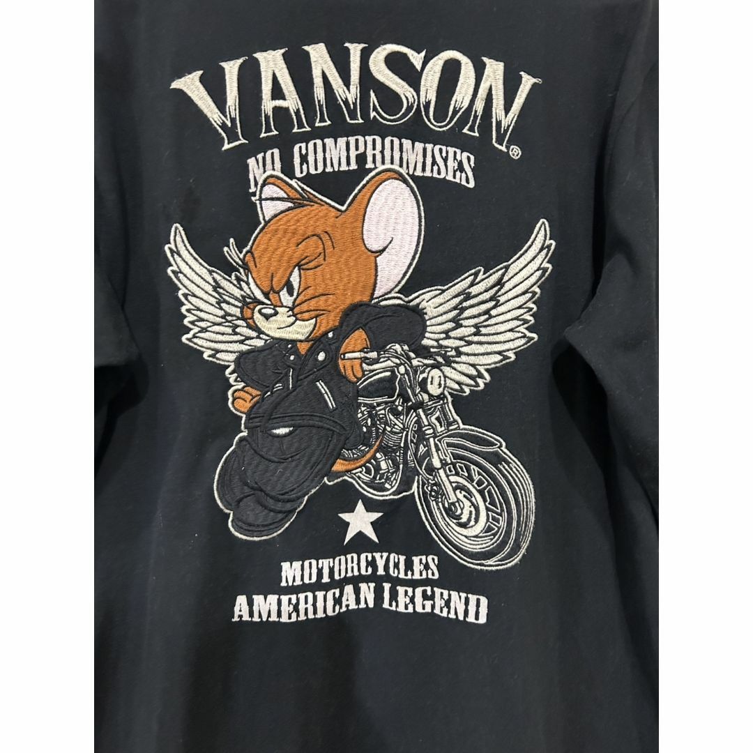VANSON - *VANSON×トムとジェリー バイク 刺繍 袖ロゴ 長袖 VANSON - *VANSON×トムとジェリー バイク 刺繍 袖ロゴ 長袖