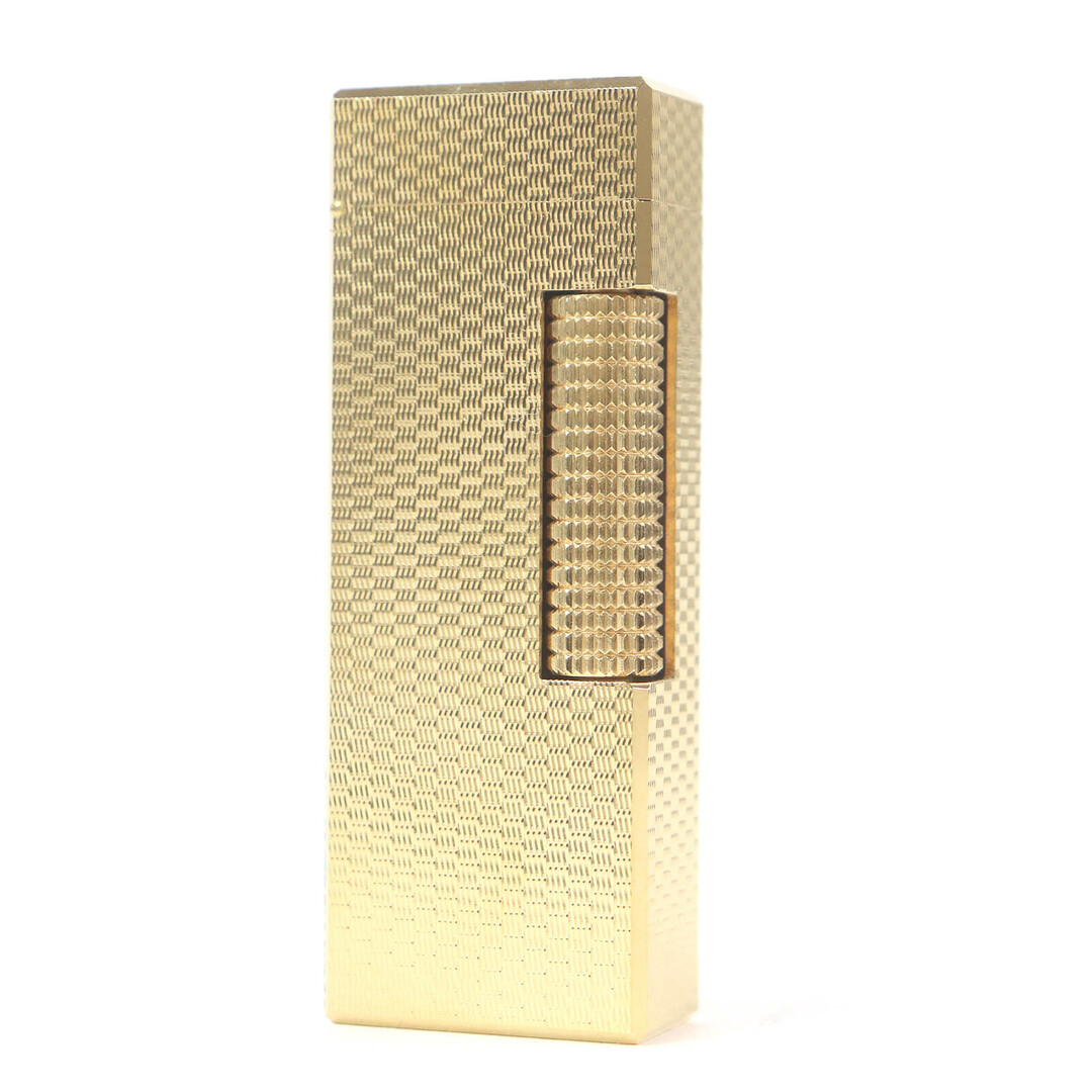 Dunhill - 極美品□Dunhill ダンヒル 総柄 スクエア型 ローラー式 喫煙具 ガスライター ゴールド ケース付き スイス製 メンズ 着火確認済み