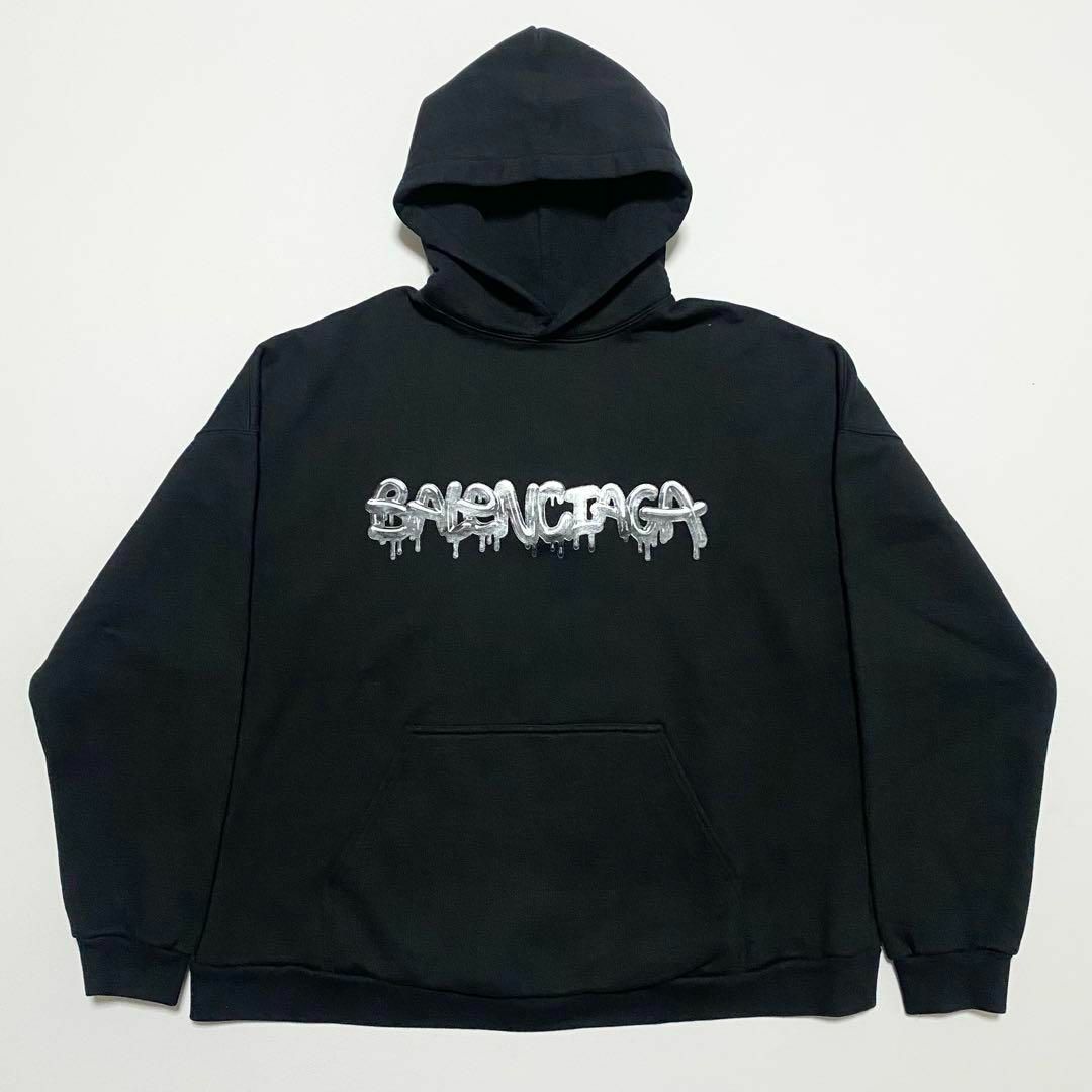 BALENCIAGA - BALENCIAGA / スライムロゴ パーカー ブラック BALENCIAGA - BALENCIAGA / スライムロゴ パーカー ブラック