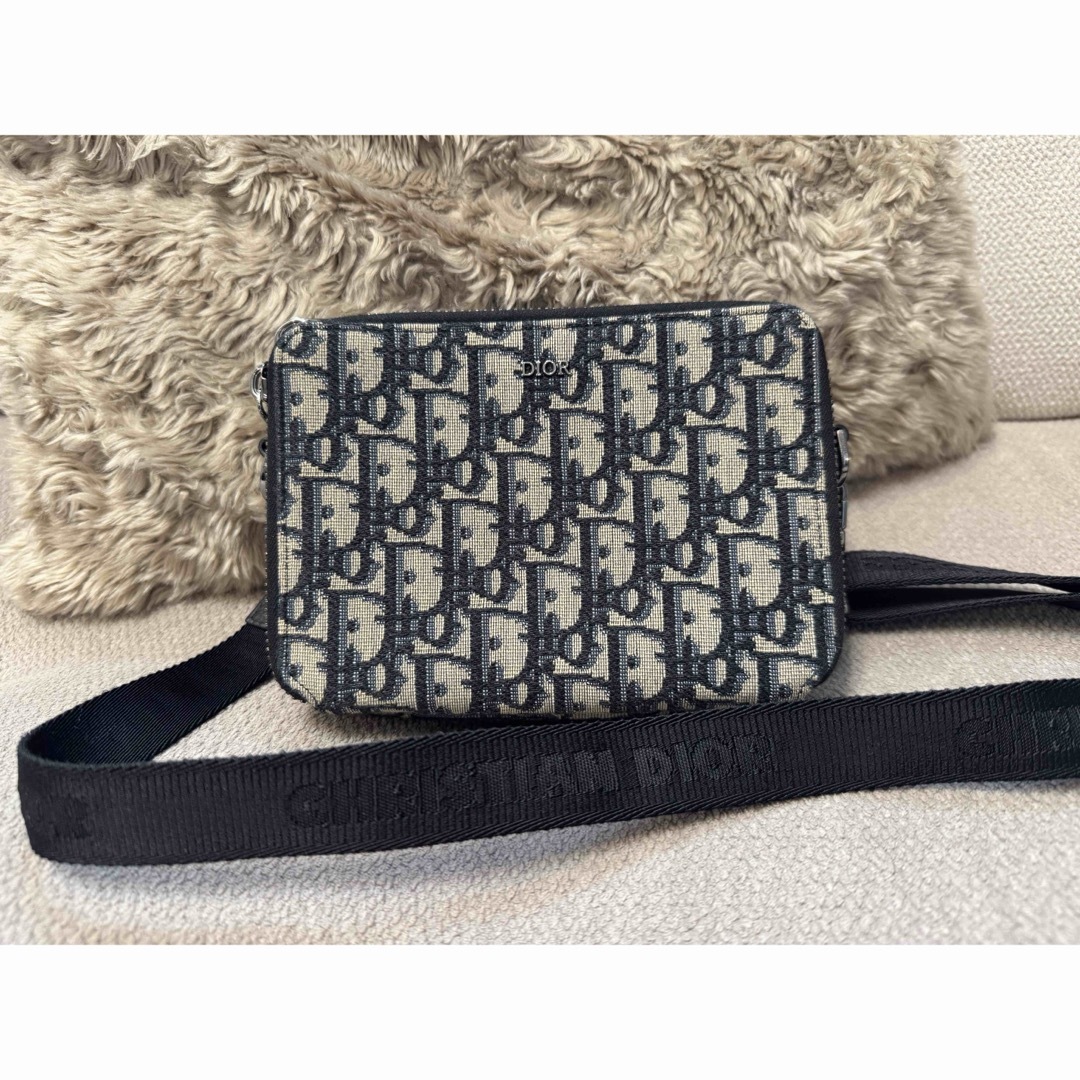 Dior - DIOR ストラップ付きジップポーチ オブリークジャガード Dior - DIOR ストラップ付きジップポーチ オブリークジャガード