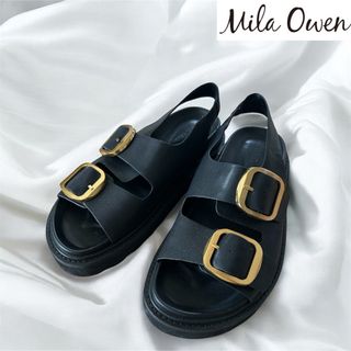 Mila Owen - ミラオーウェン バックルベルトサンダル 37 黒 Mila Owen - ミラオーウェン バックルベルトサンダル 37 黒