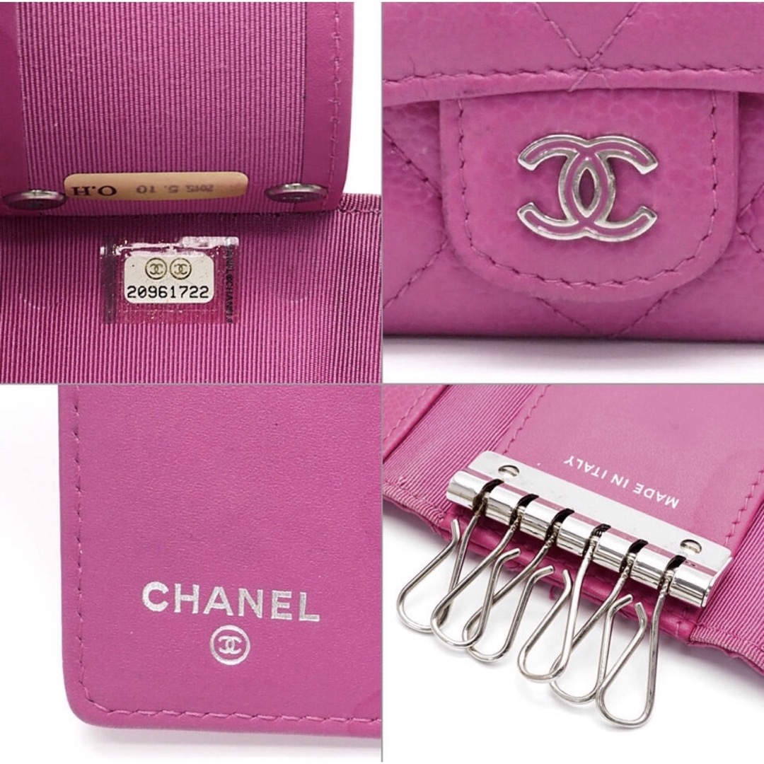 CHANEL - ☆シャネル☆ 6連 キーケースキャビアスキン ピンクの CHANEL - ☆シャネル☆ 6連 キーケースキャビアスキン ピンクの