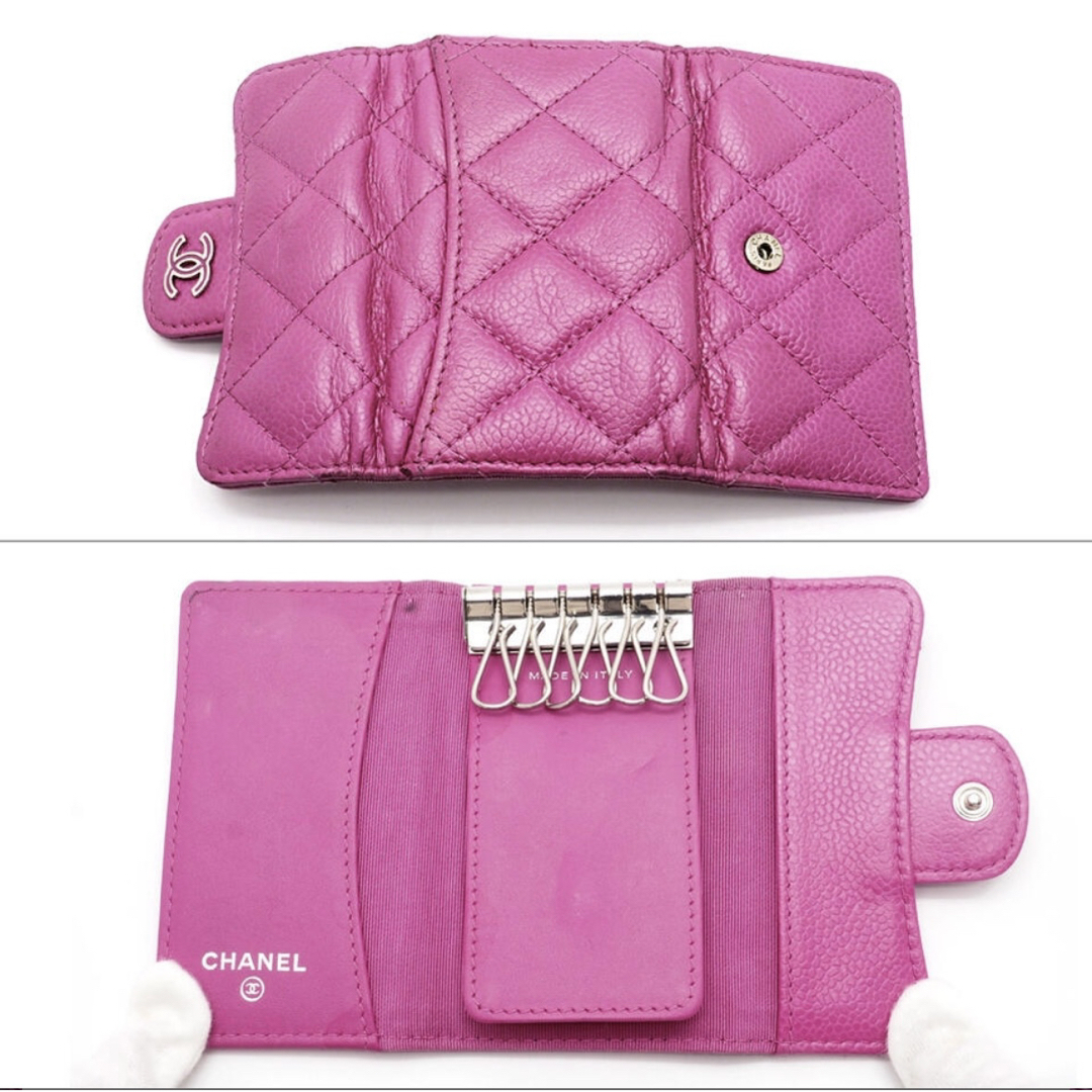 CHANEL - ☆シャネル☆ 6連 キーケースキャビアスキン ピンクの CHANEL - ☆シャネル☆ 6連 キーケースキャビアスキン ピンクの