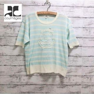 Courreges - クレージュ◇カラーニット 水色 ボーダー クジラ Courreges - クレージュ◇カラーニット 水色 ボーダー クジラ