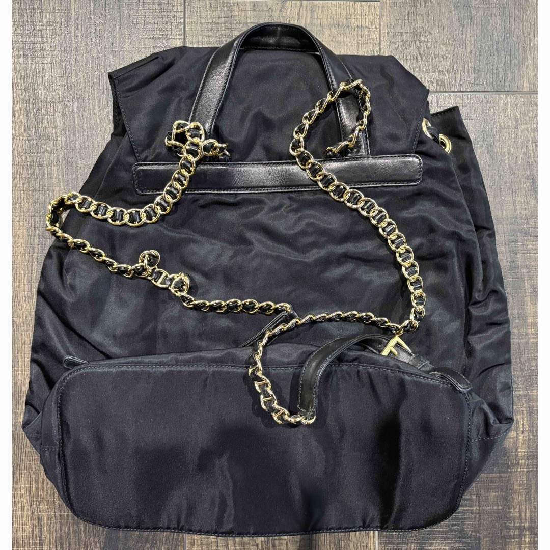 PRADA - PRADA ブラック ナイロン チェーンベルトリュックの通販 PRADA - PRADA ブラック ナイロン チェーンベルトリュックの通販