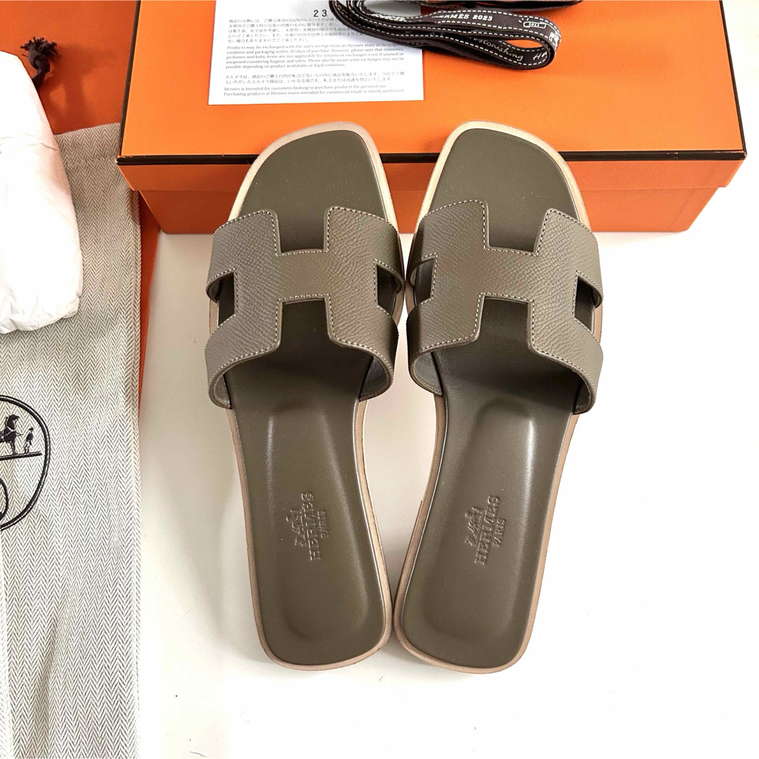 HERMES - 美品エルメスHERMES オラン サンダル エトープ 37 HERMES - 美品エルメスHERMES オラン サンダル エトープ 37
