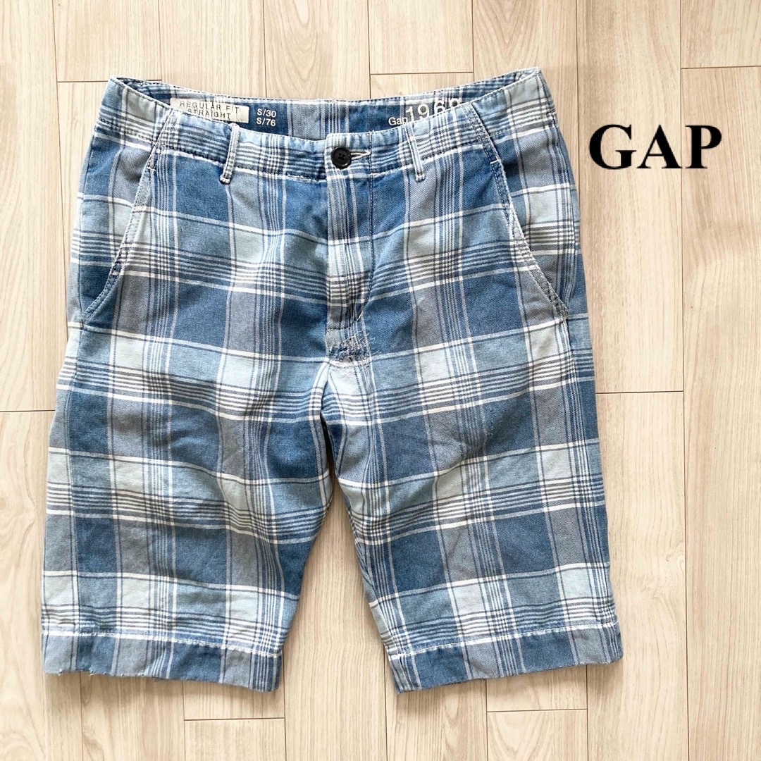 GAP - GAP 1969 チェックハーフパンツ ショートパンツ ブルーの GAP - GAP 1969 チェックハーフパンツ ショートパンツ ブルーの