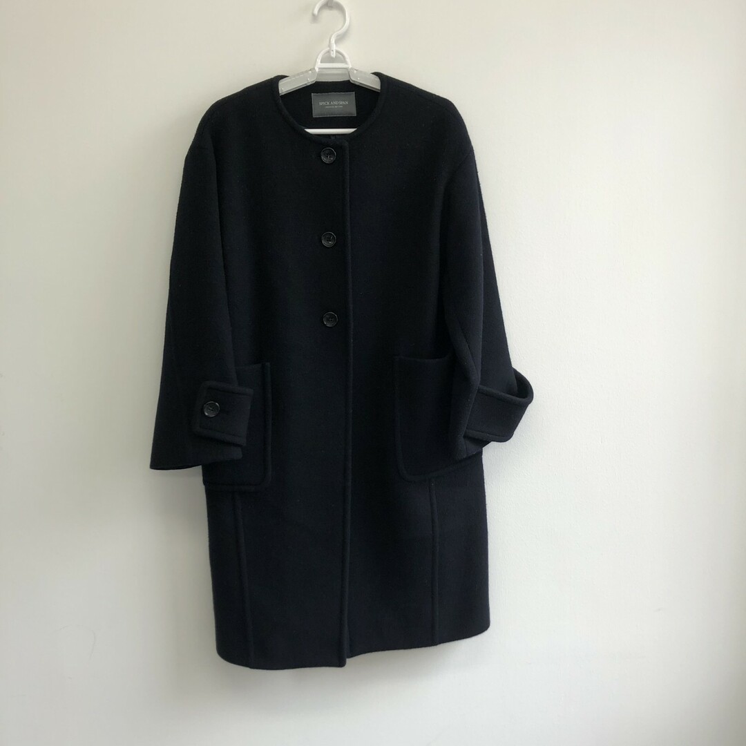 【spick＆ｓpan】スピックアンドスパン　黒　34　ステンカラーコート　ロングコート　無地　シンプル