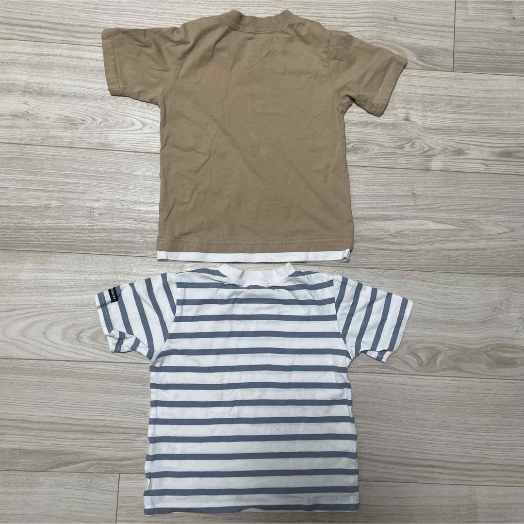 b.Room(ビールーム)の【100サイズ】b.ROOM Tシャツ2枚セット ベージュ・ストライプ キッズ/ベビー/マタニティのキッズ服男の子用(90cm~)(Tシャツ/カットソー)の商品写真