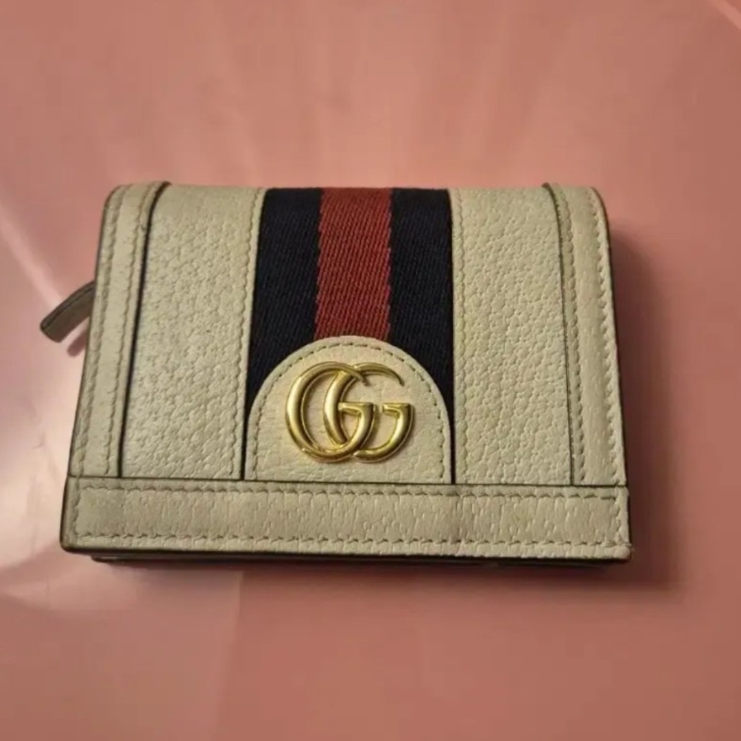 GUCCI - GUCCI(グッチ) オフィディア 二つ折り財布 アイボリーの GUCCI - GUCCI(グッチ) オフィディア 二つ折り財布 アイボリーの