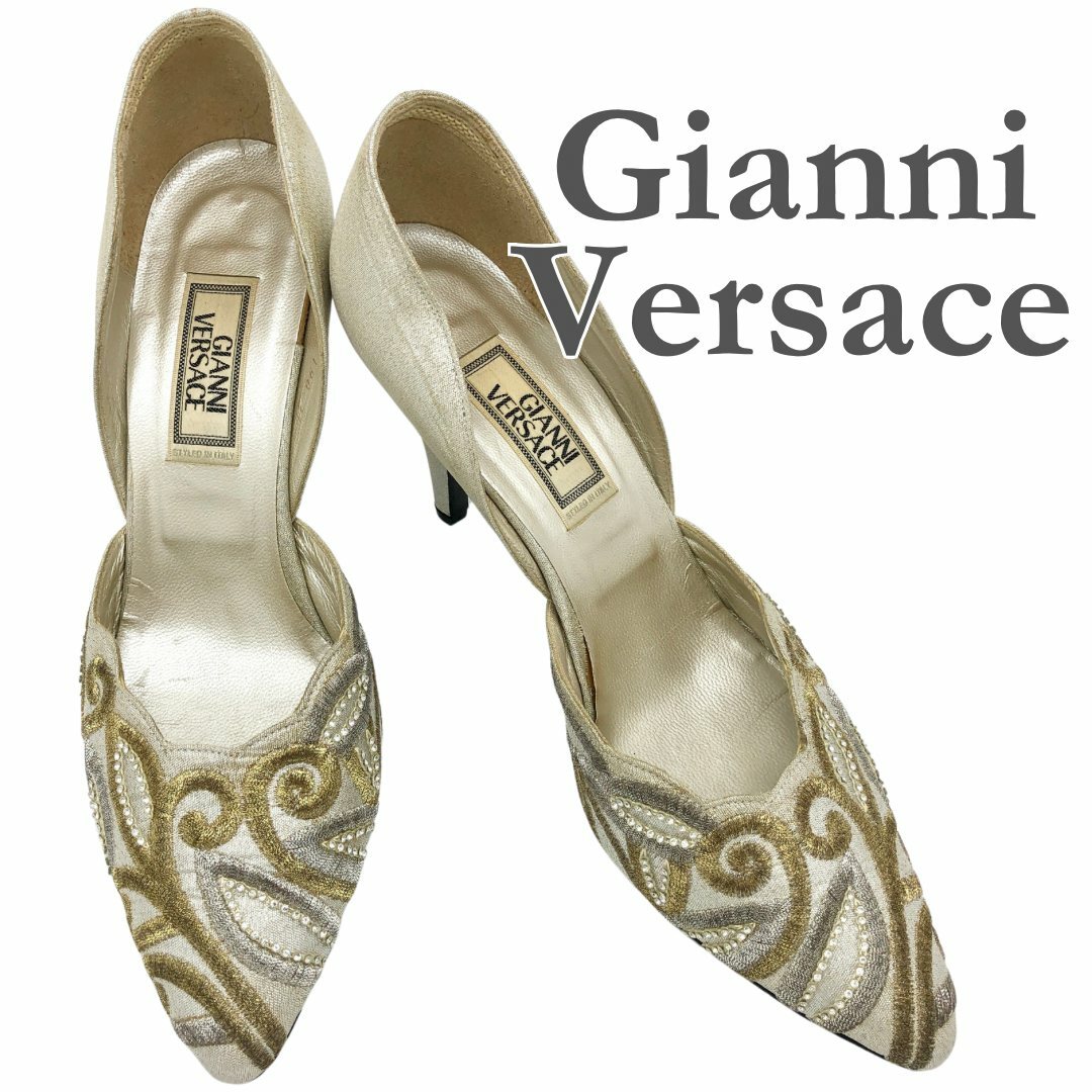 Gianni Versace - Gianni Versace ハイヒール 刺繍 ライン Gianni Versace - Gianni Versace ハイヒール 刺繍 ライン