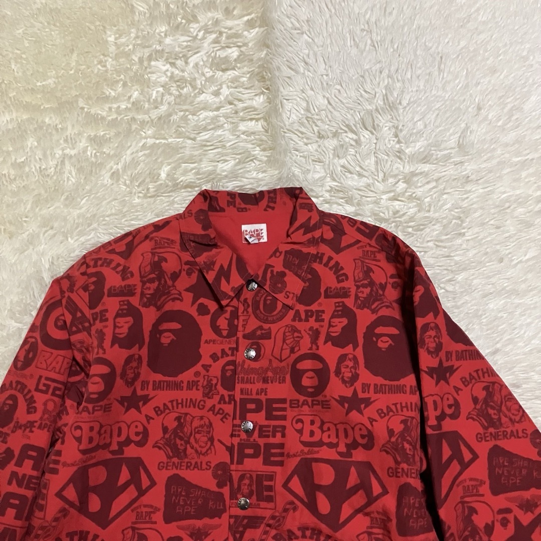 A BATHING APE - 希少 アベイシングエイプ レッド 総柄 コーチ A BATHING APE - 希少 アベイシングエイプ レッド 総柄 コーチ