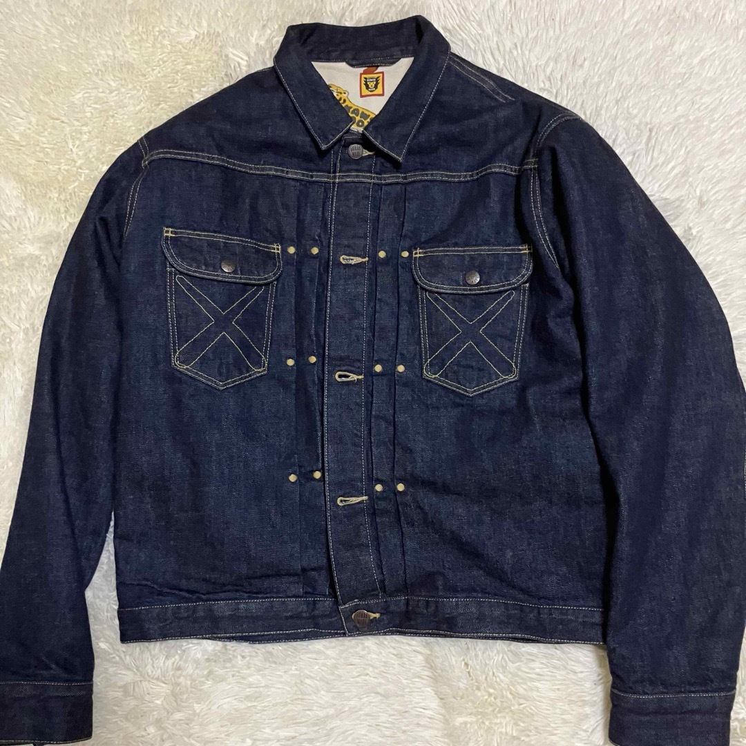 HUMAN MADE - KAWS MADE DENIM WORK JACKET #1 刺繍 ロゴ Lの HUMAN MADE - KAWS MADE DENIM WORK JACKET #1 刺繍 ロゴ Lの