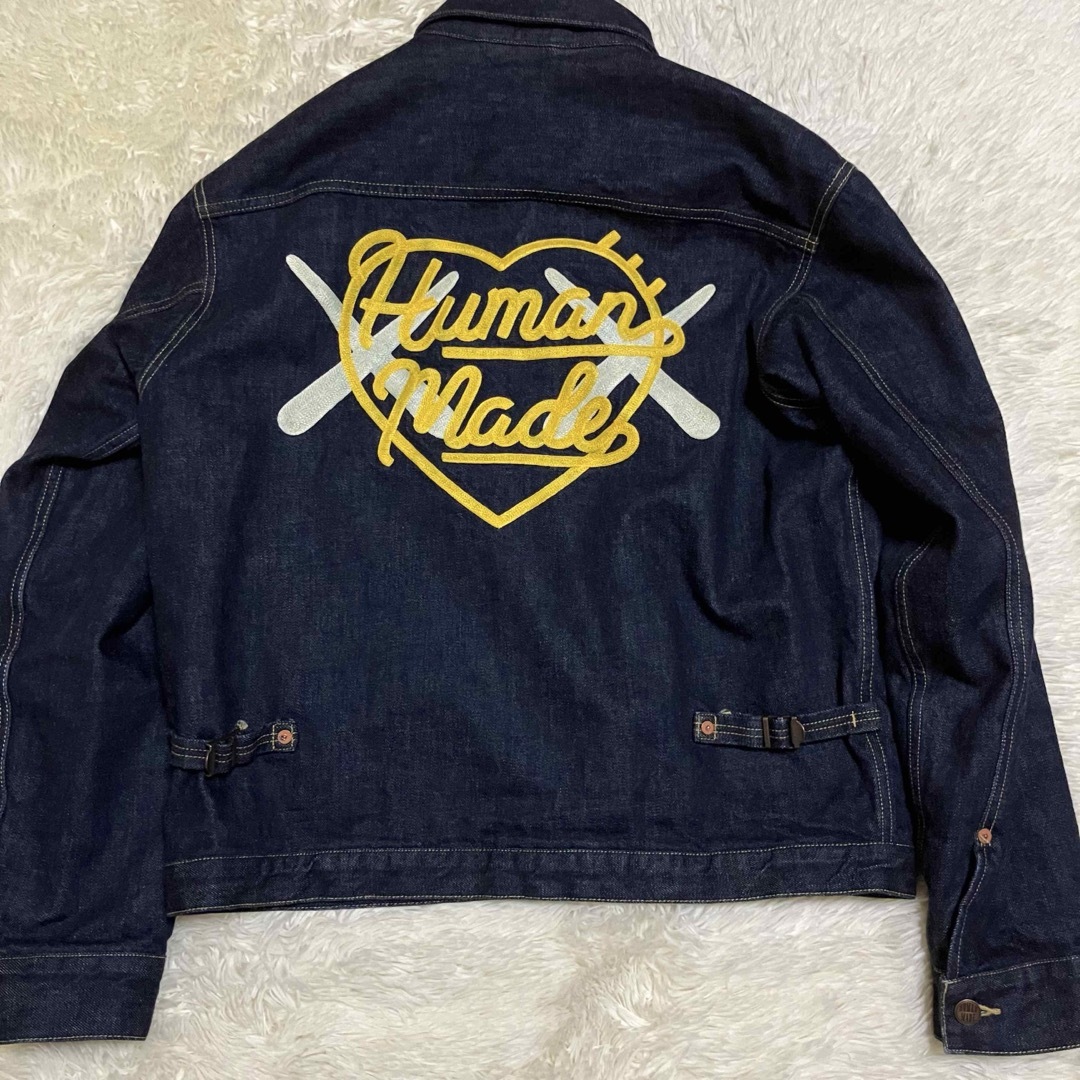 HUMAN MADE - KAWS MADE DENIM WORK JACKET #1 刺繍 ロゴ Lの HUMAN MADE - KAWS MADE DENIM WORK JACKET #1 刺繍 ロゴ Lの