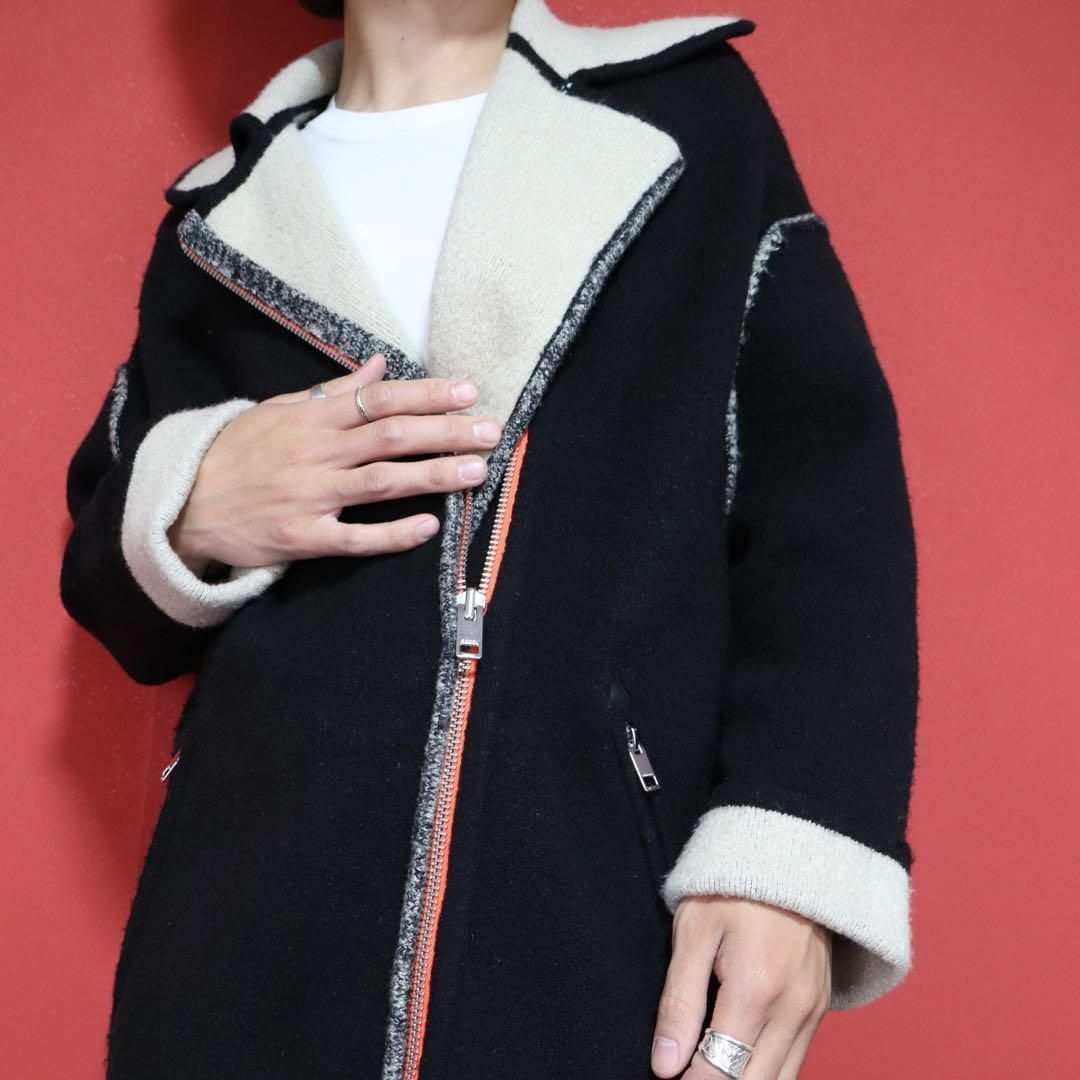 100%本物 DIESEL ロング ニット オレンジライン ジップデザイン DIESEL - ジャケット・アウター