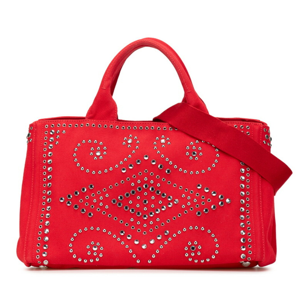 PRADA - プラダ カナパ スタッズ ビジュー ハンドバッグ PRADA - プラダ カナパ スタッズ ビジュー ハンドバッグ