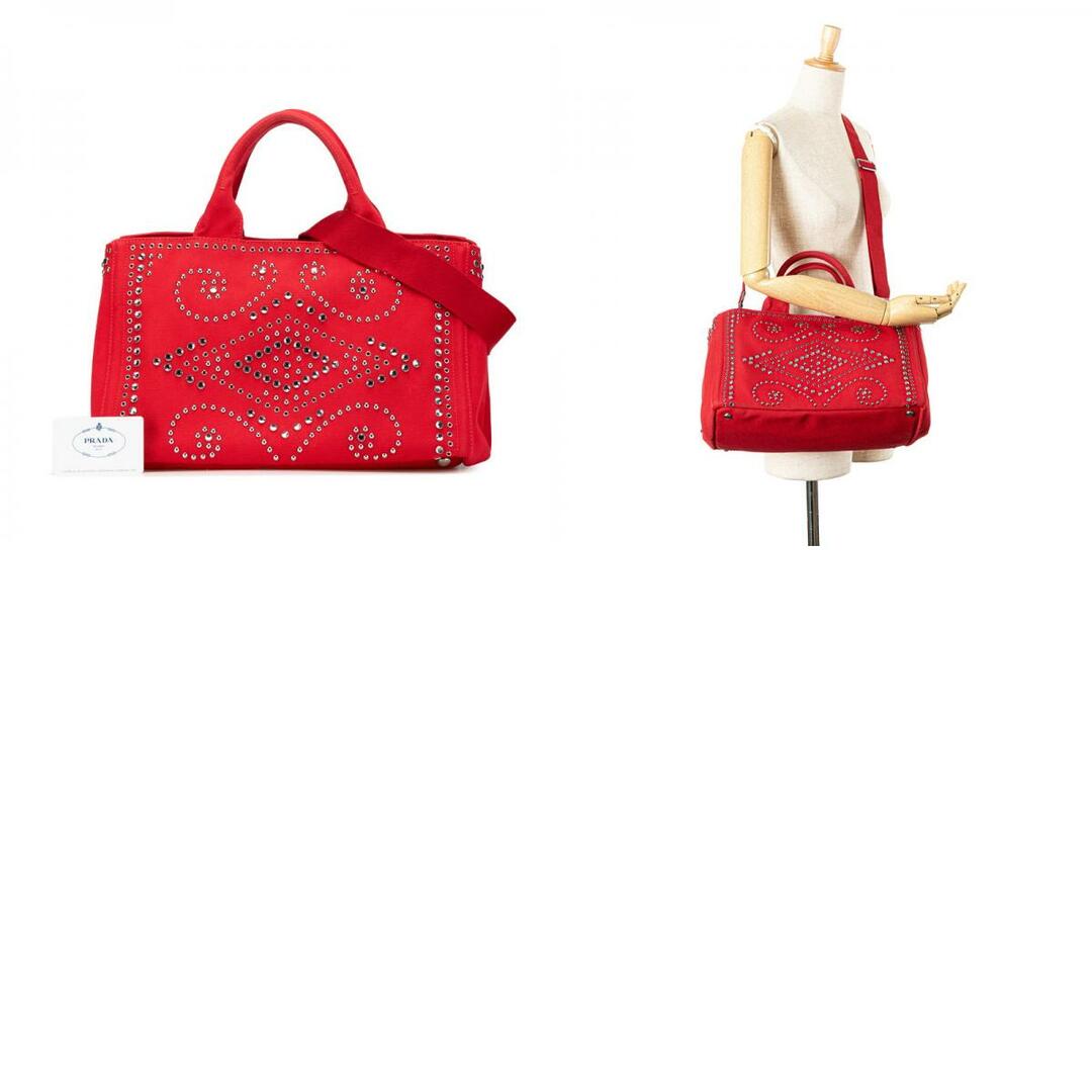 PRADA - プラダ カナパ スタッズ ビジュー ハンドバッグ PRADA - プラダ カナパ スタッズ ビジュー ハンドバッグ