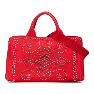 PRADA - プラダ カナパ スタッズ ビジュー ハンドバッグ PRADA - プラダ カナパ スタッズ ビジュー ハンドバッグ