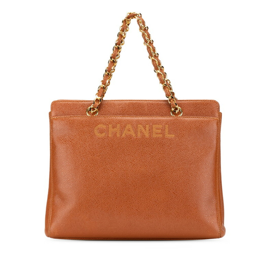 CHANEL - シャネル ロゴ チェーン トートバッグ キャビアスキン CHANEL - シャネル ロゴ チェーン トートバッグ キャビアスキン