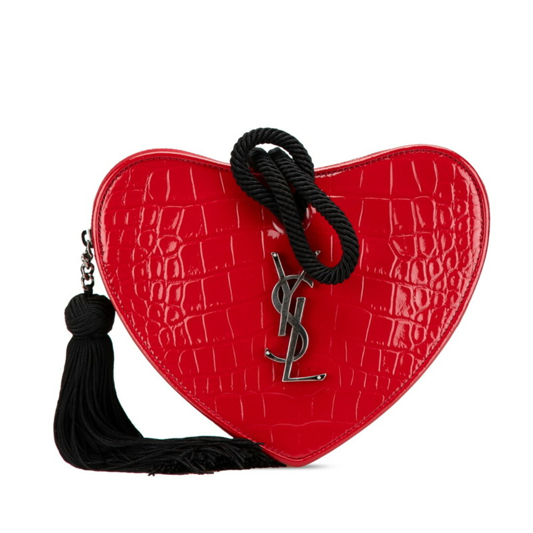 SAINT LAURENT - サンローラン YSLロゴ ハート クロコ型押し SAINT LAURENT - サンローラン YSLロゴ ハート クロコ型押し