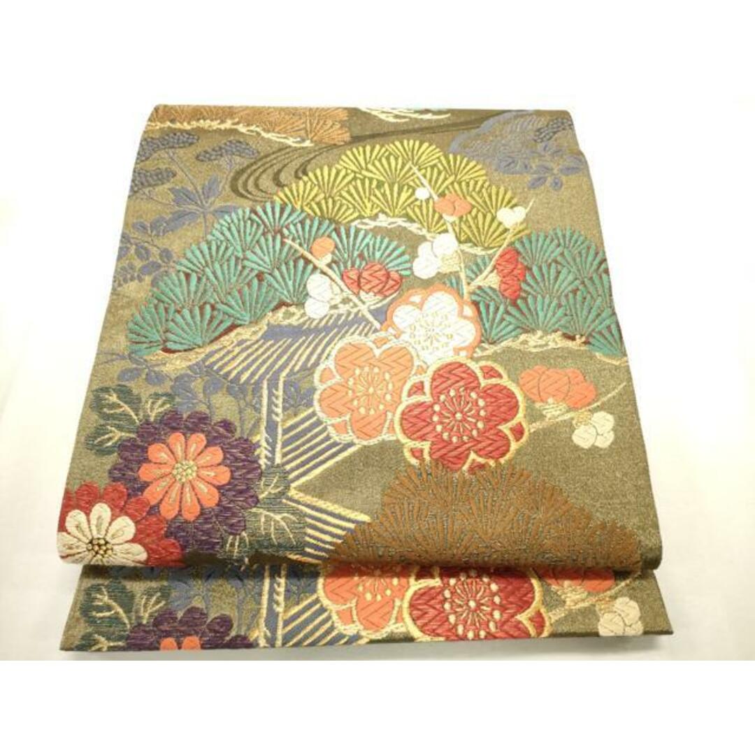 平和屋着物□六通柄袋帯 唐織 松竹梅 金糸 正絹 逸品 CAAO2784ak 平和屋着物□六通柄袋帯 唐織 松竹梅 金糸 正絹 逸品 CAAO2784ak
