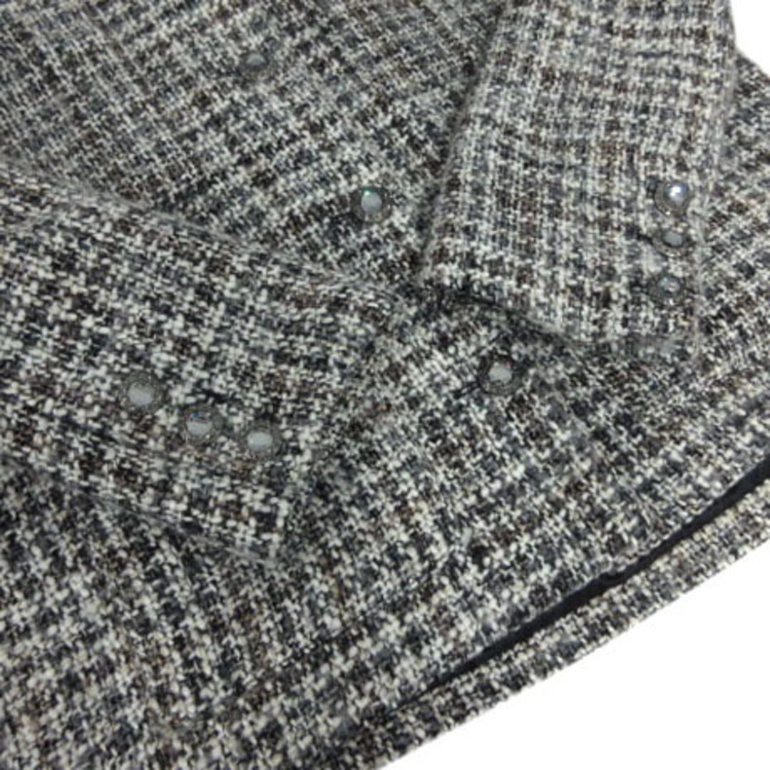 ZARA - ZARA コート ノーカラー ツイード ビジュー 起毛 白 黒 ZARA - ZARA コート ノーカラー ツイード ビジュー 起毛 白 黒