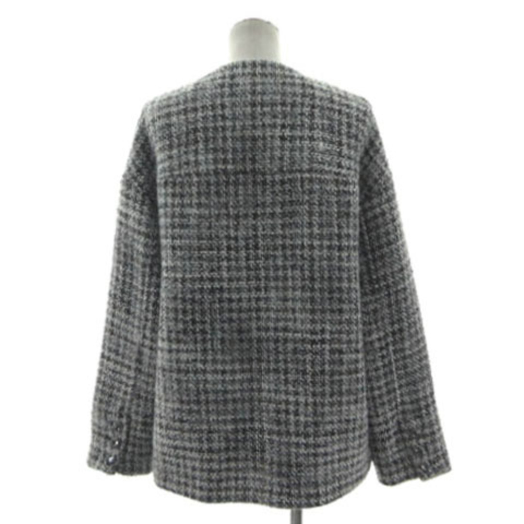 ZARA - ZARA コート ノーカラー ツイード ビジュー 起毛 白 黒 ZARA - ZARA コート ノーカラー ツイード ビジュー 起毛 白 黒