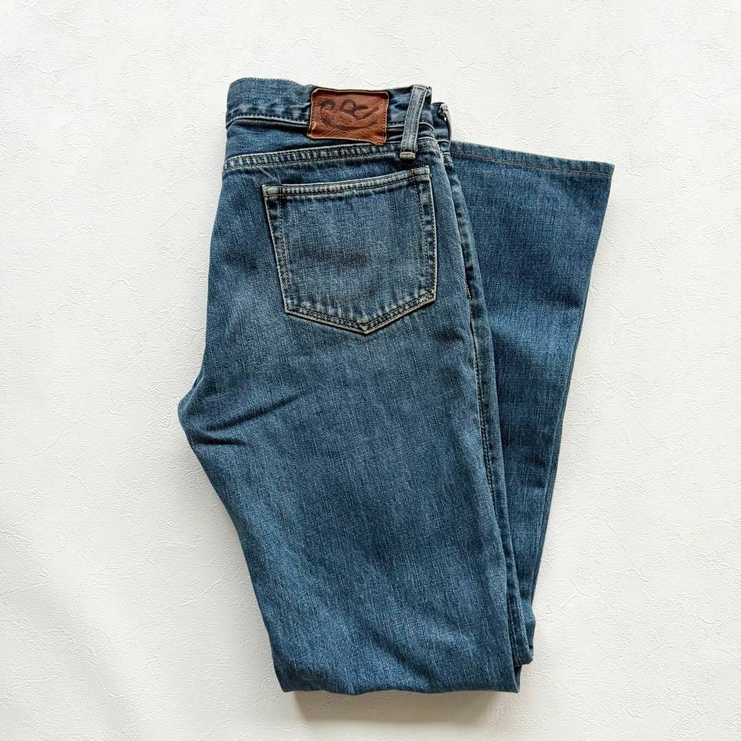 45R - 45R デニム インディゴ R刺繍 レザーパッチ ストレート 45R - 45R デニム インディゴ R刺繍 レザーパッチ ストレート
