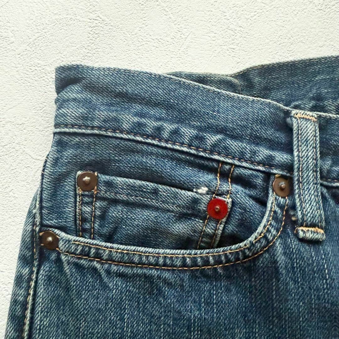 45R - 45R デニム インディゴ R刺繍 レザーパッチ ストレート 45R - 45R デニム インディゴ R刺繍 レザーパッチ ストレート