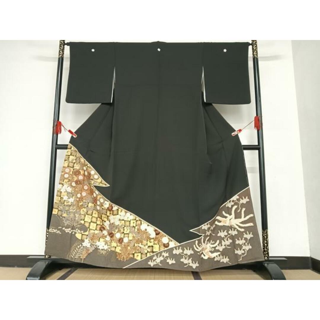平和屋着物□豪華黒留袖 駒刺繍 鳳凰草花文 暈し染め 金彩 正絹 平和屋着物□豪華黒留袖 駒刺繍 鳳凰草花文 暈し染め 金彩 正絹